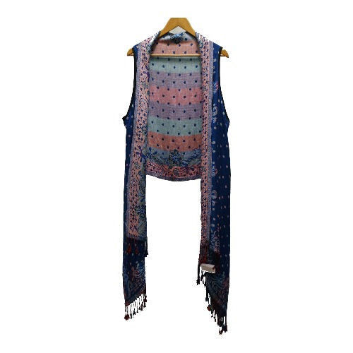 23052 Chaleco Puntos Y Cenefa Peshli Azul Dos Vistas